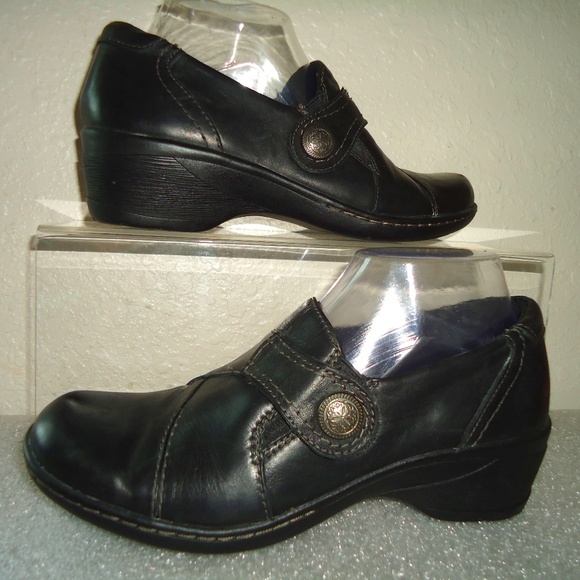 Earth Origins Women's Black Leather Flats Size 8 1/2 - Picture 1 of 11